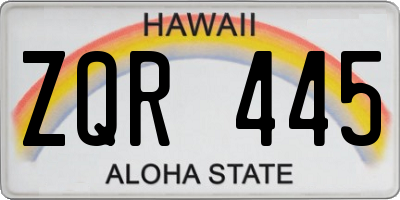 HI license plate ZQR445