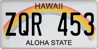 HI license plate ZQR453