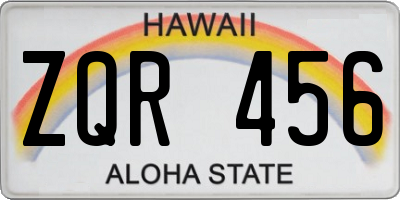 HI license plate ZQR456