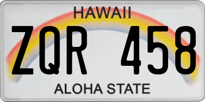 HI license plate ZQR458