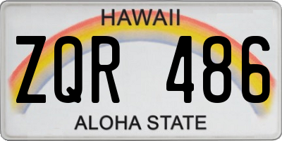HI license plate ZQR486