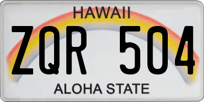 HI license plate ZQR504
