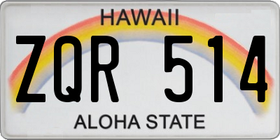 HI license plate ZQR514