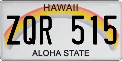 HI license plate ZQR515