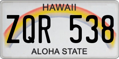 HI license plate ZQR538