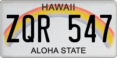 HI license plate ZQR547