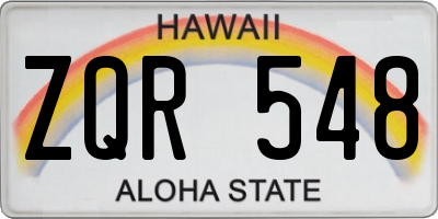 HI license plate ZQR548