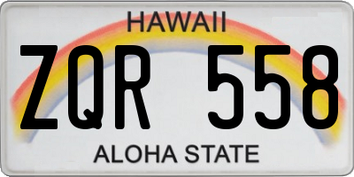 HI license plate ZQR558