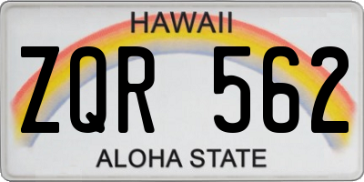 HI license plate ZQR562