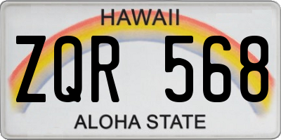 HI license plate ZQR568