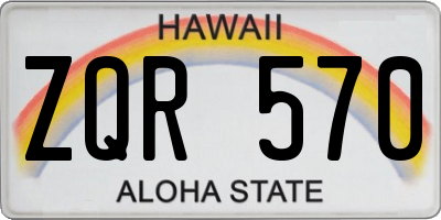 HI license plate ZQR570