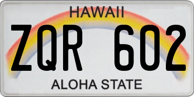 HI license plate ZQR602