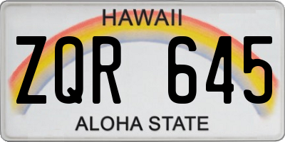 HI license plate ZQR645