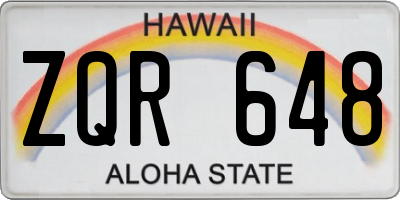 HI license plate ZQR648