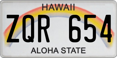 HI license plate ZQR654