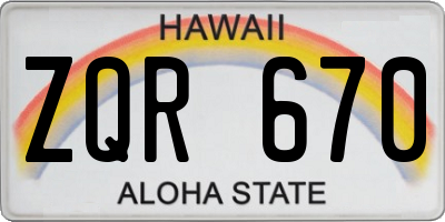 HI license plate ZQR670