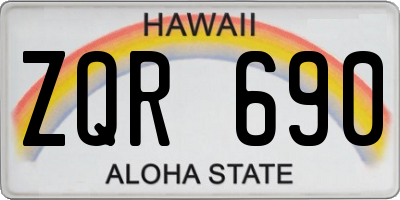 HI license plate ZQR690
