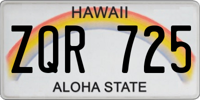 HI license plate ZQR725