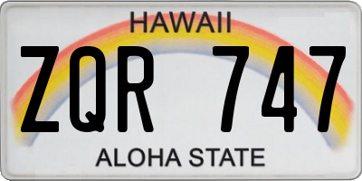 HI license plate ZQR747