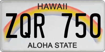 HI license plate ZQR750