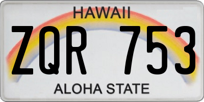 HI license plate ZQR753