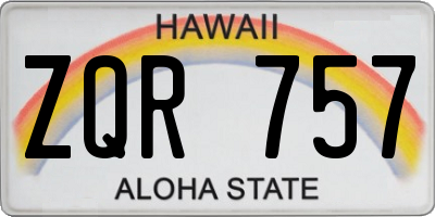 HI license plate ZQR757