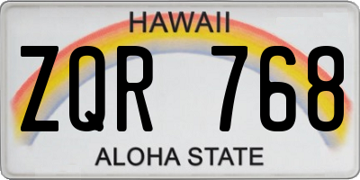 HI license plate ZQR768