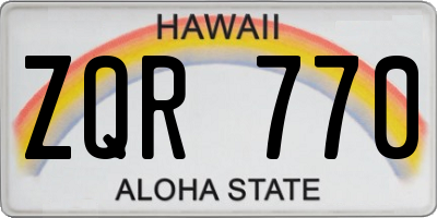 HI license plate ZQR770