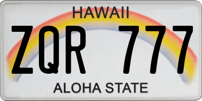 HI license plate ZQR777