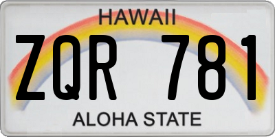HI license plate ZQR781