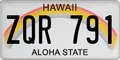 HI license plate ZQR791