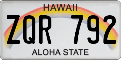 HI license plate ZQR792