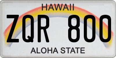 HI license plate ZQR800