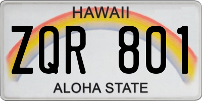 HI license plate ZQR801