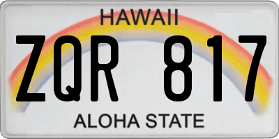 HI license plate ZQR817
