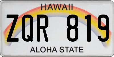HI license plate ZQR819