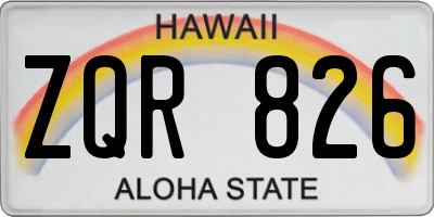 HI license plate ZQR826