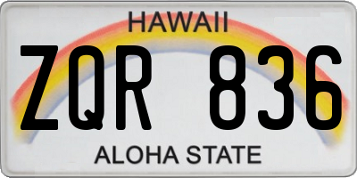 HI license plate ZQR836
