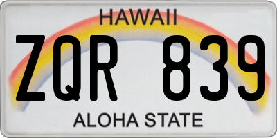 HI license plate ZQR839