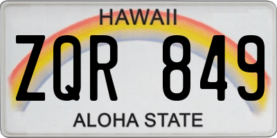 HI license plate ZQR849