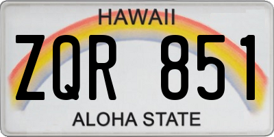 HI license plate ZQR851