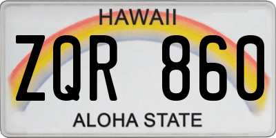 HI license plate ZQR860