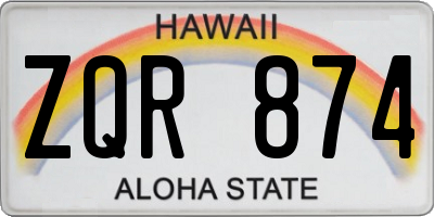 HI license plate ZQR874