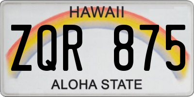 HI license plate ZQR875