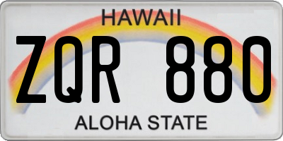 HI license plate ZQR880