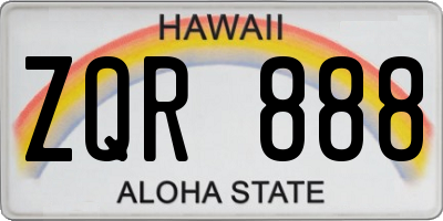 HI license plate ZQR888