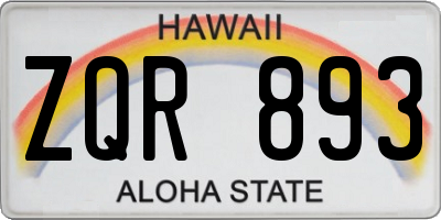 HI license plate ZQR893