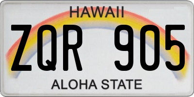 HI license plate ZQR905