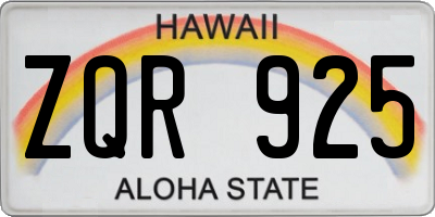 HI license plate ZQR925