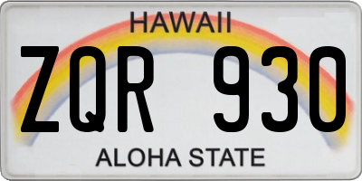 HI license plate ZQR930